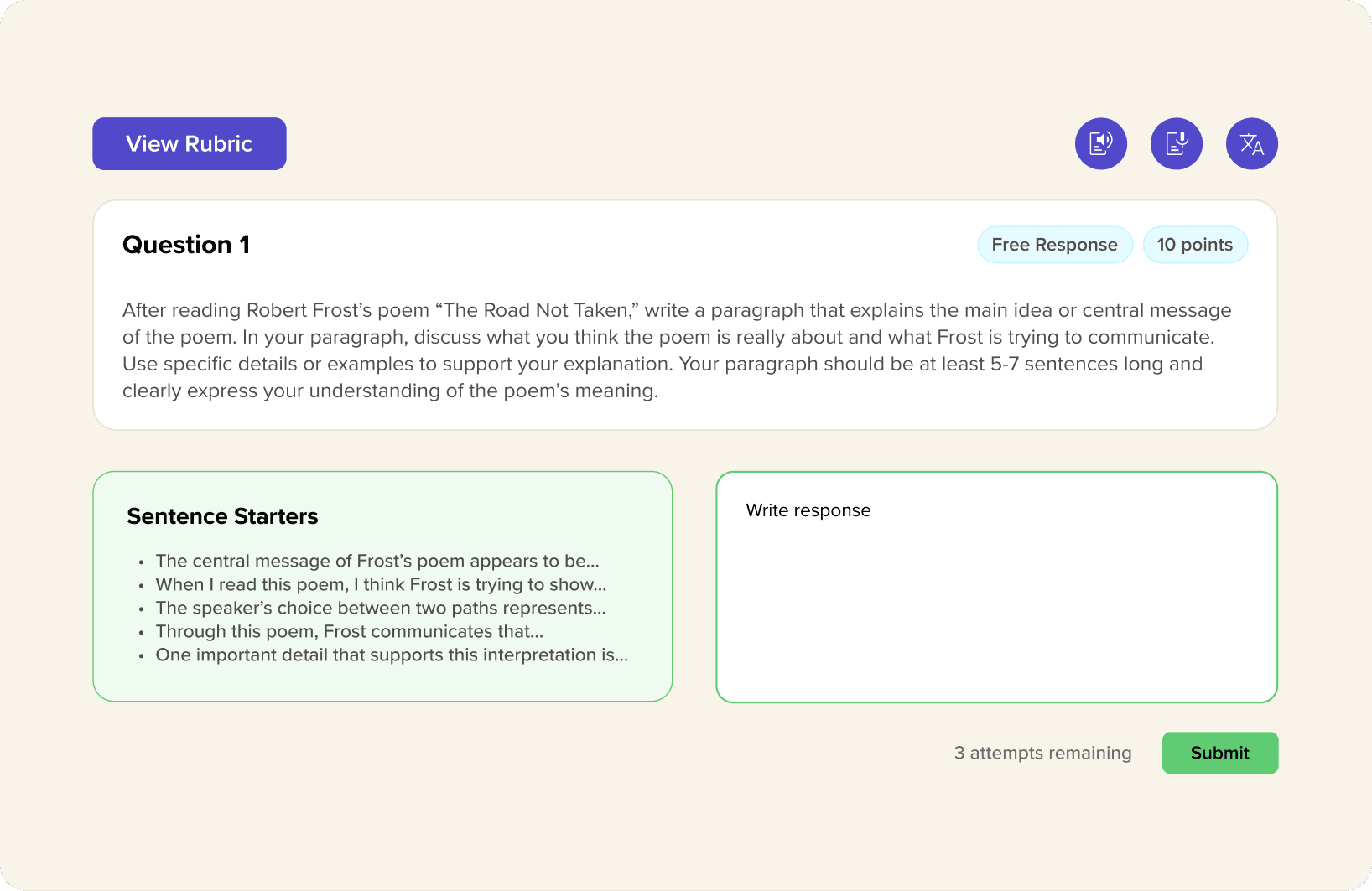 conceptual product screenshot image of panorama class companion showing the question prompts