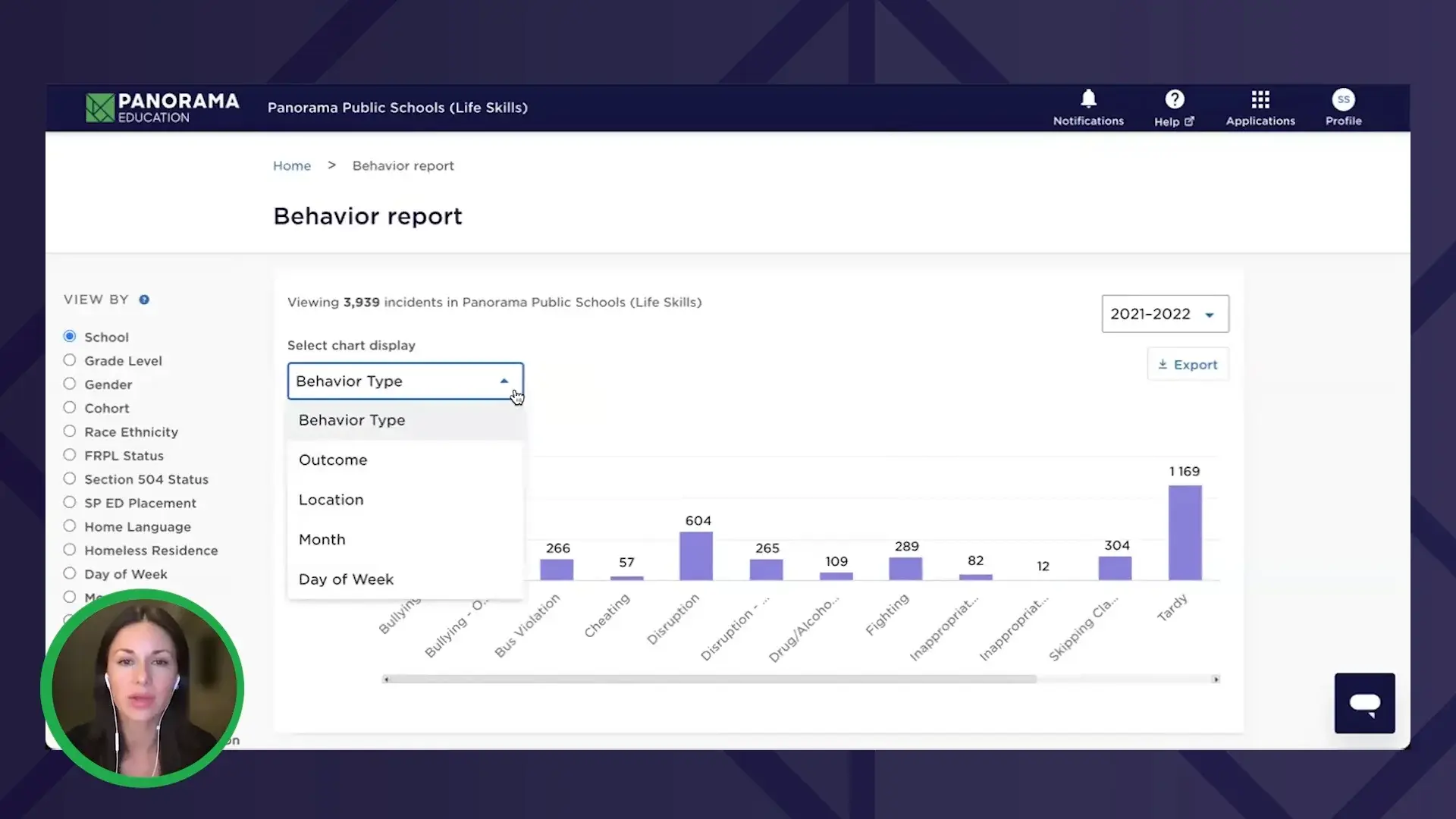 Panorama behavior report product tour