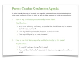Parent-Teacher Conference Agenda Packet