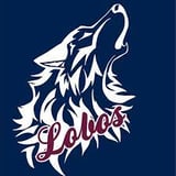 Spanish Fork Junior High logo: an image of a wolf howling with the word "Lobos" in script over the wolf.