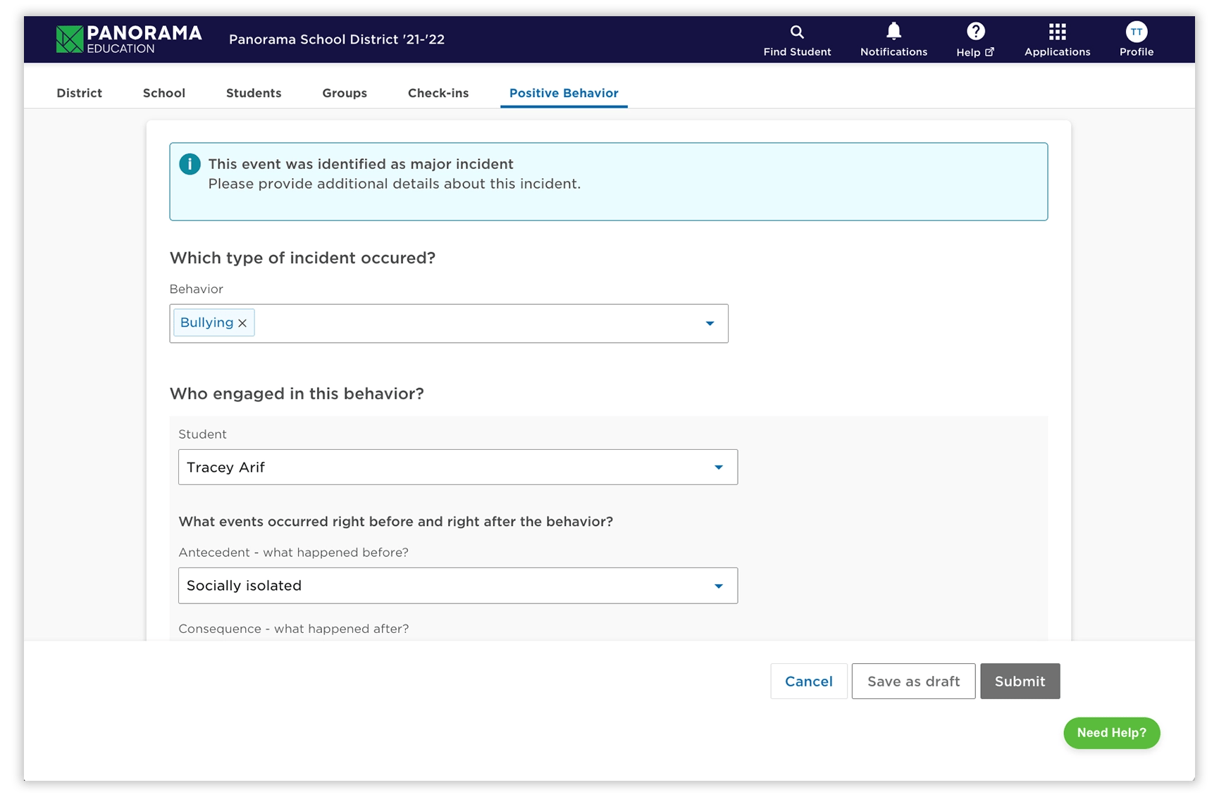 PBIS software logging