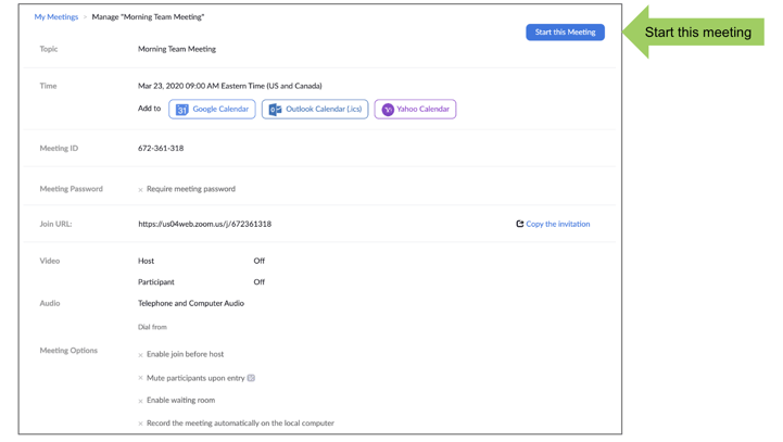 scheduling zoom meeting