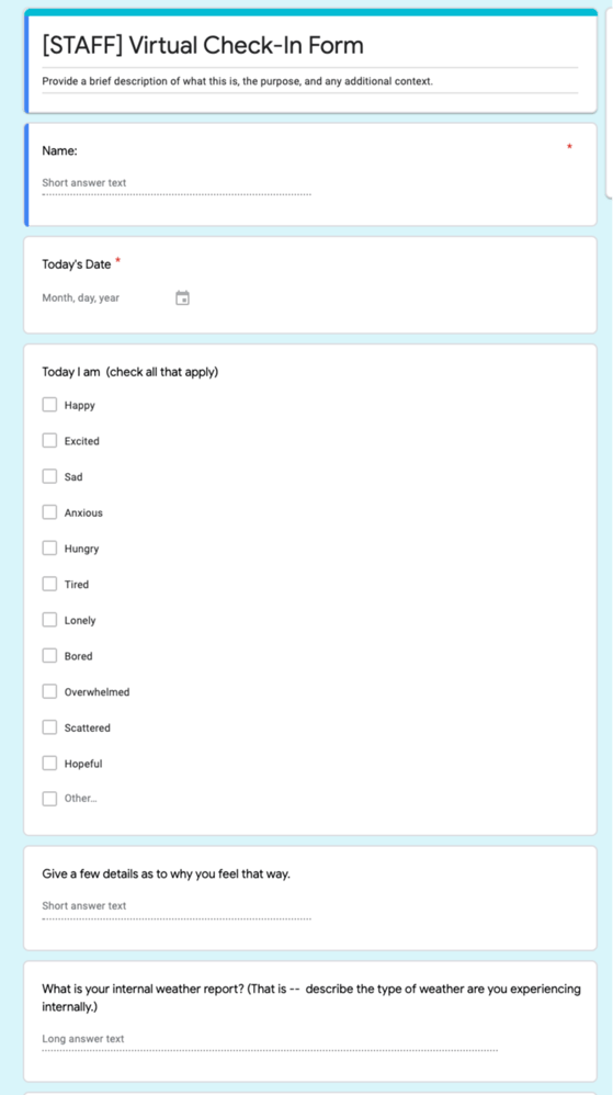 Staff Virtual Check-in Form