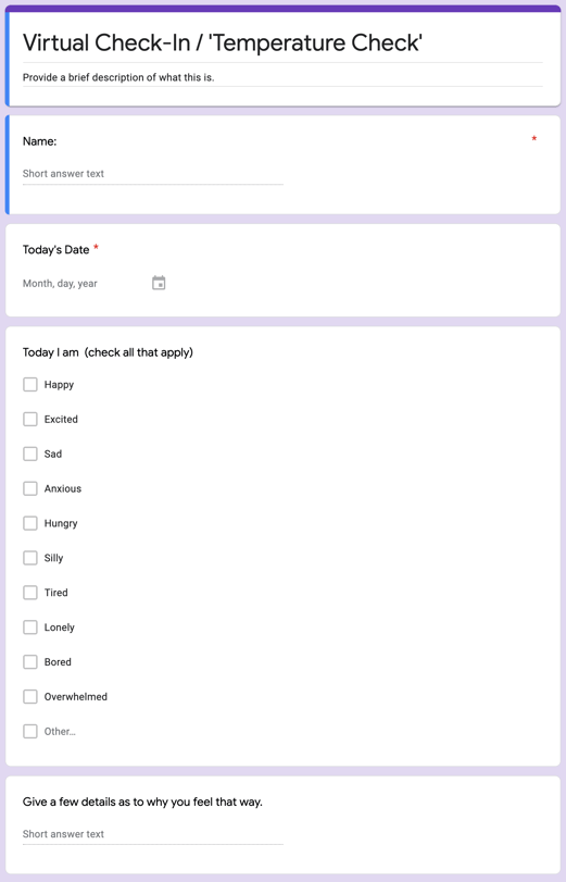 Student Temperature Check Form