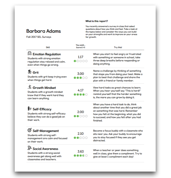 Supporting Social Emotional Learning Growth with Student SEL Reports