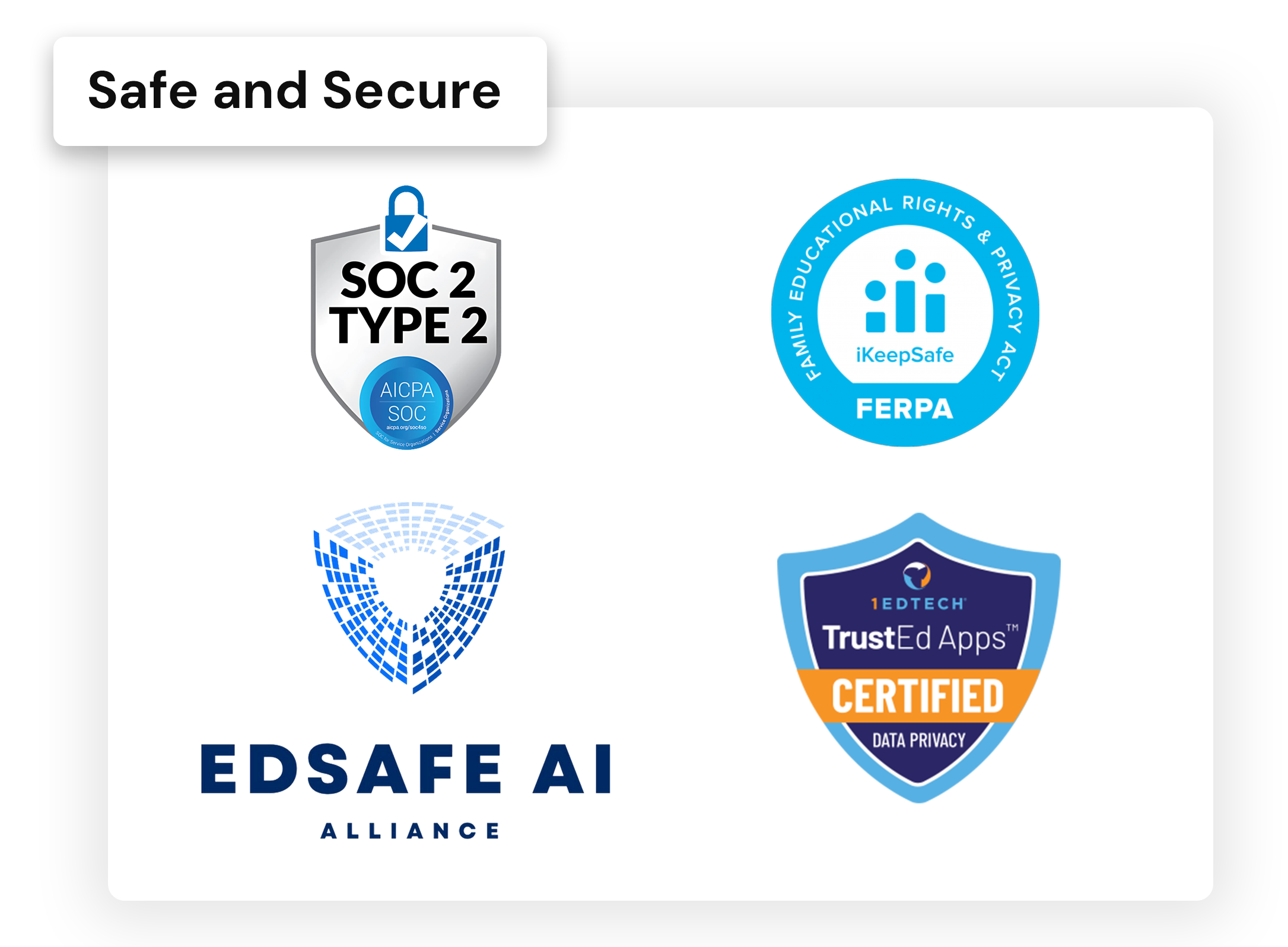 Panorama’s AI is safe and secure: SOC 2, FERPA, and COPPA compliant, and 1EdTech certified 