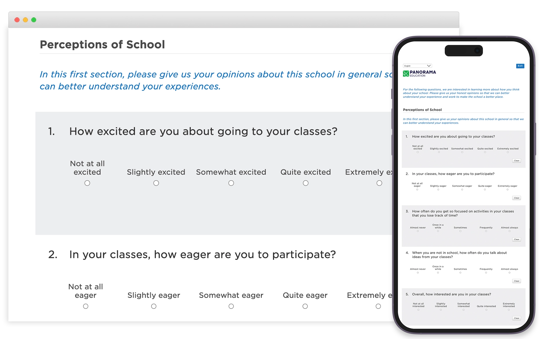 Perceptions of school: Panorama Surveys